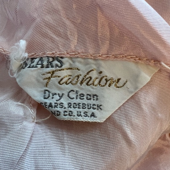 1960s vintage two-piece dress pink lace over satin Sears Roebuck - Picture 7 of 13